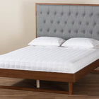 Baxton Studio Bryn Classic and Traditional Grey Fabric and Walnut Brown Finished Wood King Size Platform Bed