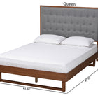 Baxton Studio Bryn Classic and Traditional Grey Fabric and Walnut Brown Finished Wood King Size Platform Bed