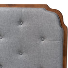 Baxton Studio Shanti Classic and Traditional Grey Fabric and Walnut Brown Finished Wood King Size Headboard