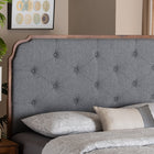 Baxton Studio Shanti Classic and Traditional Grey Fabric and Walnut Brown Finished Wood King Size Headboard