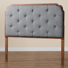 Baxton Studio Shanti Classic and Traditional Grey Fabric and Walnut Brown Finished Wood King Size Headboard