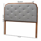 Baxton Studio Shanti Classic and Traditional Grey Fabric and Walnut Brown Finished Wood King Size Headboard
