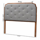 Baxton Studio Shanti Classic and Traditional Grey Fabric and Walnut Brown Finished Wood King Size Headboard