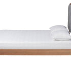 Baxton Studio Lorana Mid-Century Modern Grey Fabric and Walnut Brown Wood King Size Platform Bed