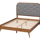 Baxton Studio Lorana Mid-Century Modern Grey Fabric and Walnut Brown Wood King Size Platform Bed