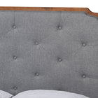 Baxton Studio Lorana Mid-Century Modern Grey Fabric and Walnut Brown Wood King Size Platform Bed