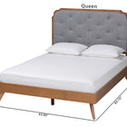 Baxton Studio Lorana Mid-Century Modern Grey Fabric and Walnut Brown Wood King Size Platform Bed