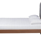 Baxton Studio Roald Mid-Century Modern Grey Fabric and Walnut Brown Wood King Size Platform Bed
