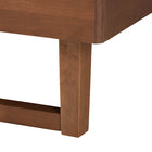Baxton Studio Roald Mid-Century Modern Grey Fabric and Walnut Brown Wood King Size Platform Bed