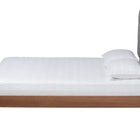 Baxton Studio Garron Mid-Century Modern Grey Fabric and Walnut Brown Wood King Size Platform Bed