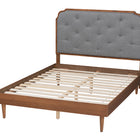 Baxton Studio Garron Mid-Century Modern Grey Fabric and Walnut Brown Wood King Size Platform Bed