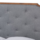 Baxton Studio Garron Mid-Century Modern Grey Fabric and Walnut Brown Wood King Size Platform Bed