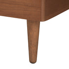 Baxton Studio Garron Mid-Century Modern Grey Fabric and Walnut Brown Wood King Size Platform Bed