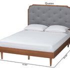 Baxton Studio Garron Mid-Century Modern Grey Fabric and Walnut Brown Wood King Size Platform Bed