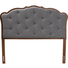 Baxton Studio Leandra Classic and Traditional Grey Fabric and Walnut Brown Finished Wood Queen Size Headboard