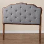 Baxton Studio Leandra Classic and Traditional Grey Fabric and Walnut Brown Finished Wood Queen Size Headboard