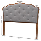 Baxton Studio Leandra Classic and Traditional Grey Fabric and Walnut Brown Finished Wood Queen Size Headboard