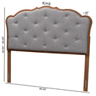 Baxton Studio Leandra Classic and Traditional Grey Fabric and Walnut Brown Finished Wood Queen Size Headboard