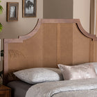 Baxton Studio Risha Mid-Century Modern Ash Walnut Finished Wood and Rattan King Size Headboard