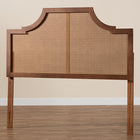 Baxton Studio Risha Mid-Century Modern Ash Walnut Finished Wood and Rattan King Size Headboard