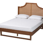 Baxton Studio Francine Mid-Century Modern Ash Walnut Woven Rattan Queen Size Bed