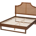 Baxton Studio Francine Mid-Century Modern Ash Walnut Woven Rattan Queen Size Bed