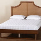 Baxton Studio Francine Mid-Century Modern Ash Walnut Woven Rattan Queen Size Bed
