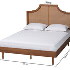 Baxton Studio Macaria Mid-Century Modern Ash Walnut Woven Rattan Queen Size Bed