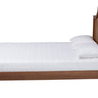 Baxton Studio Macaria Mid-Century Modern Ash Walnut Woven Rattan Queen Size Bed