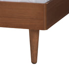 Baxton Studio Macaria Mid-Century Modern Ash Walnut Woven Rattan Queen Size Bed