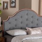 Baxton Studio Premala Classic and Traditional Grey Fabric and Walnut Brown Finished Wood King Size Headboard