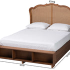 Baxton Studio Latrell Mid-Century Walnut Brown Wood and Rattan Queen Size Storage Bed