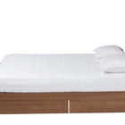 Baxton Studio Latrell Mid-Century Walnut Brown Wood and Rattan Queen Size Storage Bed