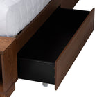 Baxton Studio Latrell Mid-Century Walnut Brown Wood and Rattan Queen Size Storage Bed