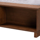 Baxton Studio Latrell Mid-Century Walnut Brown Wood and Rattan King Size Storage Bed