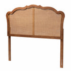 Baxton Studio Leandra Classic and Traditional Ash Walnut Finished Wood King Size Headboard with Rattan