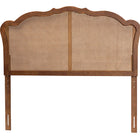 Baxton Studio Leandra Classic and Traditional Ash Walnut Finished Wood King Size Headboard with Rattan