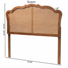 Baxton Studio Leandra Classic and Traditional Ash Walnut Finished Wood King Size Headboard with Rattan