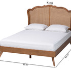 Baxton Studio Aithan Mid-Century Walnut Brown Wood and Rattan Queen Size Platform Bed