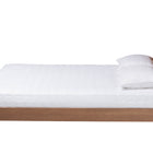 Baxton Studio Aithan Mid-Century Walnut Brown Wood and Rattan Queen Size Platform Bed
