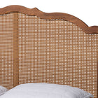 Baxton Studio Aithan Mid-Century Walnut Brown Wood and Rattan Queen Size Platform Bed