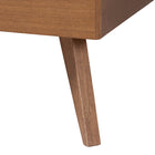 Baxton Studio Aithan Mid-Century Walnut Brown Wood and Rattan Queen Size Platform Bed