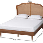 Baxton Studio Camden Mid-Century Walnut Brown Wood and Rattan Queen Size Platform Bed