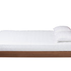 Baxton Studio Camden Mid-Century Walnut Brown Wood and Rattan Queen Size Platform Bed