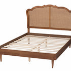 Baxton Studio Camden Mid-Century Walnut Brown Wood and Rattan Queen Size Platform Bed