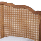 Baxton Studio Camden Mid-Century Walnut Brown Wood and Rattan Queen Size Platform Bed