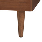 Baxton Studio Camden Mid-Century Walnut Brown Wood and Rattan Queen Size Platform Bed