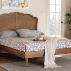 Baxton Studio Camden Mid-Century Walnut Brown Wood and Rattan King Size Platform Bed