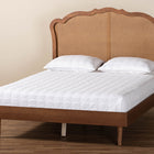 Baxton Studio Camden Mid-Century Walnut Brown Wood and Rattan Queen Size Platform Bed