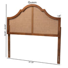 Baxton Studio Camila Classic and Traditional Ash Walnut Finished Wood Queen Size Headboard with Rattan